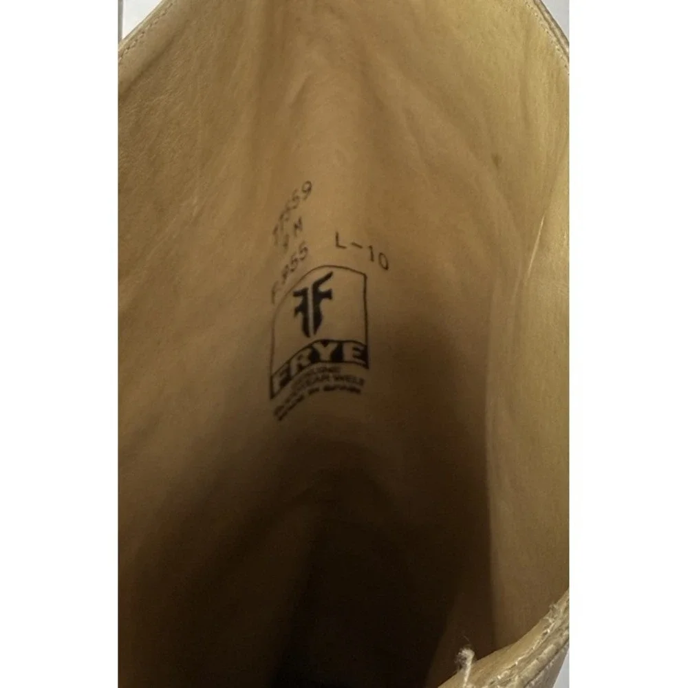 FRYE Dorado Tall Knee Riding Boots  Cream Tan Leather Buckle 77559 Women's Sz 9